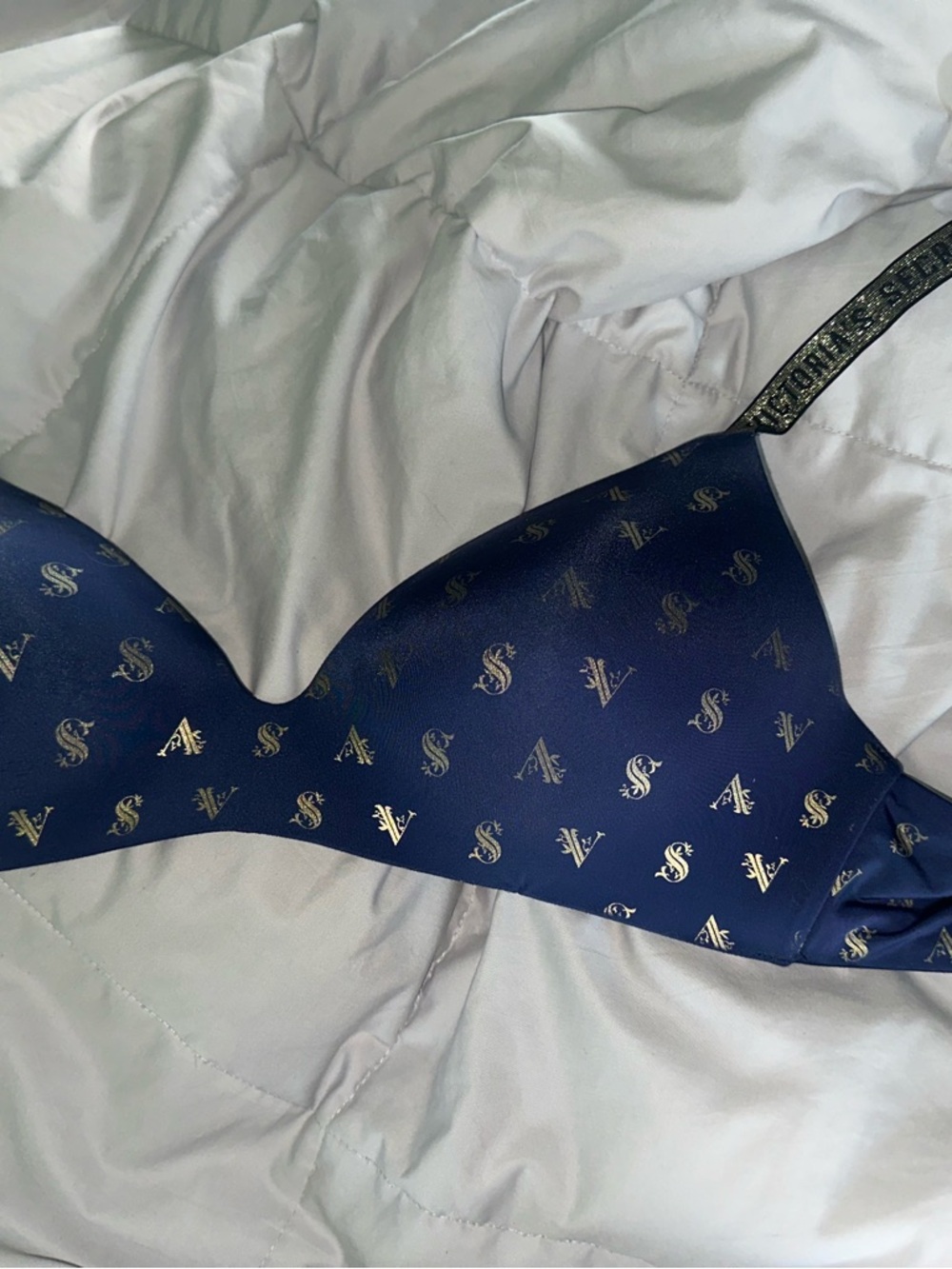 Victoria's Secret Navy Bra with Black Strap Detail